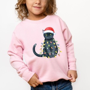 Black Cat Christmas Lights - Kids Toddler Sweatshirt and Kids Youth Sweatshirt - 1 of 3