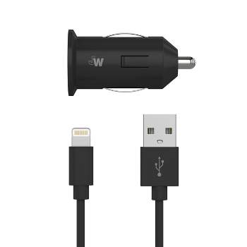 Just Wireless 12W 1-Port USB-A Car Charger with 4ft TPU Lightning to USB-A Cable