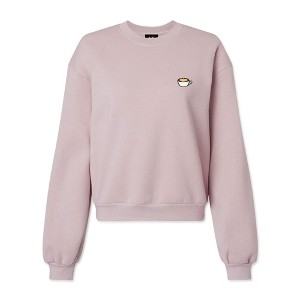 Dalix Cappuccino Embroidered Fleece Relaxed Boxy Fit Long Sleeve Crewneck Sweatshirt Womens - 1 of 4