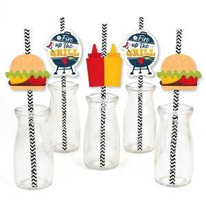 Big Dot of Happiness Fire Up the Grill - Paper Straw Decor - Summer BBQ Picnic Party Striped Decorative Straws - Set of 24 - 1 of 4