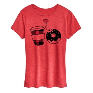 Women's - Instant Message - Coffee And Donut Short Sleeve Graphic T-Shirt - 1 of 4