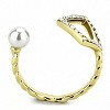 Slickblue Women’s Gold Stainless Steel Cuff Ring, White Pearl Accent & Clear Stones, Minimal Trend Style, Sizes 5-10 - 4 of 4