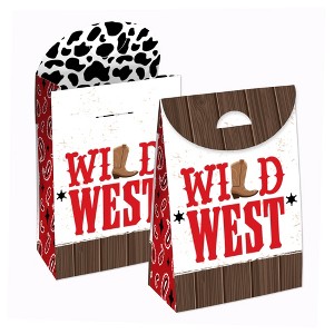 Big Dot of Happiness Western Hoedown - Wild West Cowboy Gift Favor Bags - Party Goodie Boxes - Set of 12 - 1 of 4