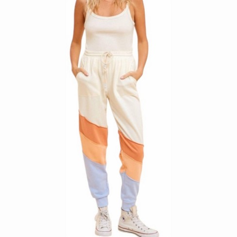 Women's Teagan Color Block French Terry Jogger Pants - Hem & Thread - image 1 of 4