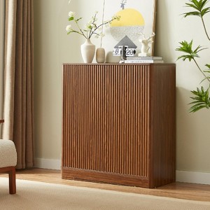 ORRD Modern Wave Sideboard with Curved Doors, 2-Door Storage Cabinet for Living Room, Kitchen, Bedroom, Multifunctional Furniture in Walnut - 1 of 4