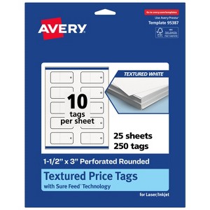 Avery Glossy White Price Tags, 1-1/2" x 3" Rectangle Perforated Rounded - 1 of 4