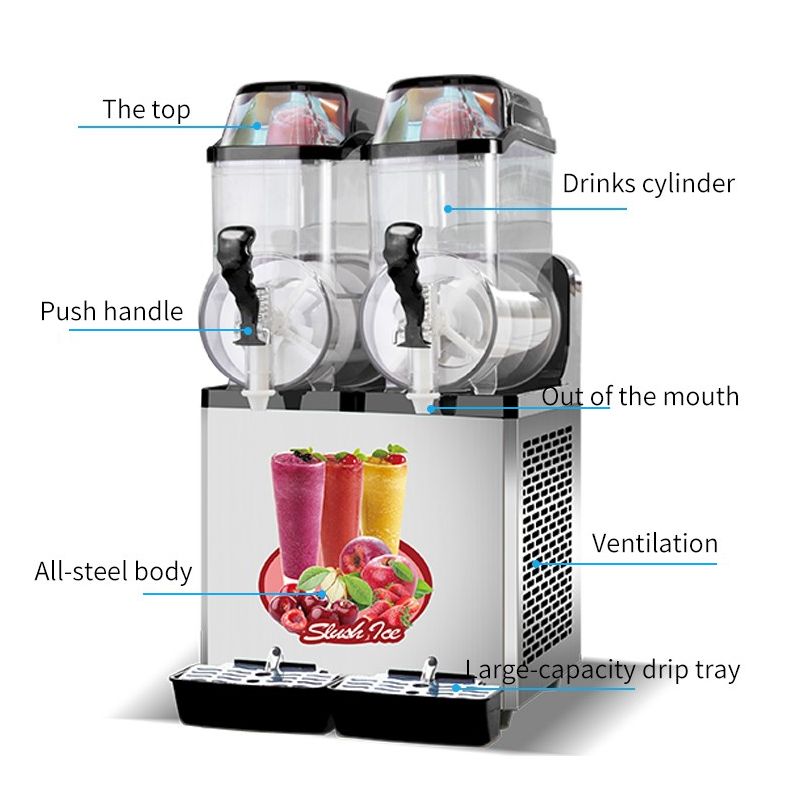 110V Commercial Smoothie Machine 30L Dual Tank 950W Stainless Steel Margarita Frozen Drinks with Powerful Compressor, 2 of 5