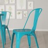 Merrick Lane Wells Indoor/Outdoor Stacking Metal Dining Chair with Single Slat Back and Powder Coated Finish - 4 of 4