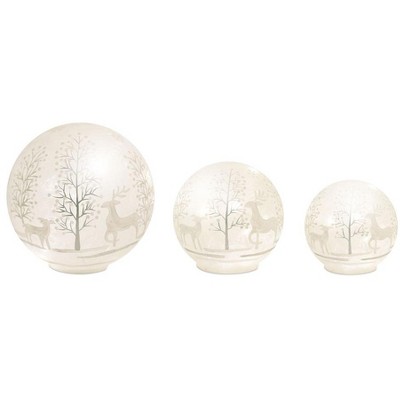 LED Frosted Glass Woodland Deer Orb (Set of 3)