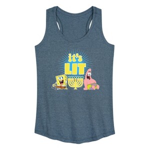 Women's - SpongeBob SquarePants - It's Lit Hanukkah Graphic Racerback Tank - 1 of 4