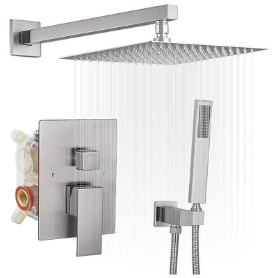 Single Handle 2-Spray Square High Pressure Shower Faucet with 16" Shower Head