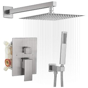 Single Handle 2-Spray Square High Pressure Shower Faucet with 16" Shower Head - 1 of 4