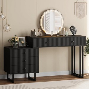 Vanity Desk with Mirror and Lights, 49.2”h Makeup Vanity with 3 Color Lights and Adjustable Brightness, Bedroom Vanity Table - 1 of 4