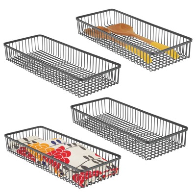 Mdesign Plastic Kitchen Cabinet Drawer Organizer Tray, 12 Long, 3 Pack -  Clear : Target