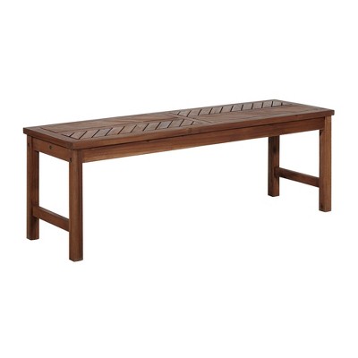 Slatted Chevron Acacia Wood Patio Bench - Saracina Home
