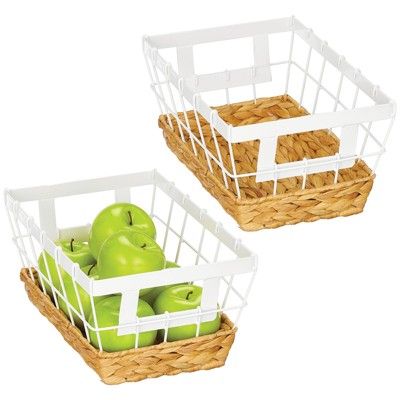 Mdesign Natural Hyacinth Stackable Pantry Bin Basket : Target