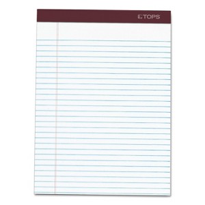 TOPS Docket Ruled Perforated Pads Legal/Wide 8 1/2 x 11 3/4 White 50 Sheets DZ 63960 - 1 of 4