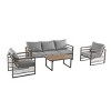 4-Piece Outdoor Furniture Set,Conversation Set with Teslin Rope Weaving and Coffee Table, Chair with Steel Frame and Foam Cushions-Coolbibila - 3 of 4