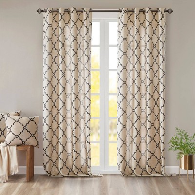 1pc Light Filtering Sereno Fretwork Print Curtain Panel - Madison Park