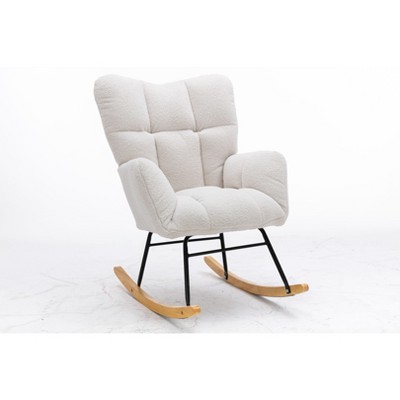 NicBex Wool Fabric Glider Rocking Chair,Upholstered Nursery Rocker Chairs,Modern Rocking Chair,Nursing Chair for Living Room,Bedroom