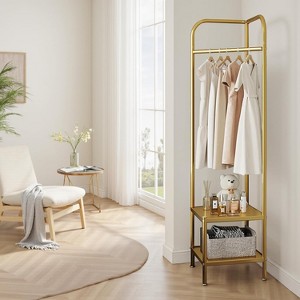 Corner Coat Rack with Storage - Freestanding Metal Clothes Organizer for Jackets, Hats & More, Ideal for Bedroom or Entryway - 1 of 4