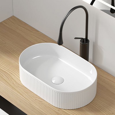 Hrinhom 19.3" W Bathroom Sink Above Counter,Modern Porcelain Vessel Sink Without Faucet