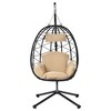 PAGED Egg Swing Chair with Stand, Indoor/Outdoor Wicker Hanging Chair for Patio, Balcony, Living Room, or Bedroom - 3 of 4