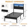 Furnulem Twin Bed Frames with Charging Station and LED Lights, Wood Headboard with 2 Fabric Drawers and Storage Shelves - 3 of 4