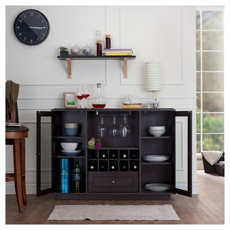 Candie Modern Multi-Storage Dining Buffet with Glass Cabinets Espresso - HOMES: Inside + Out, 4 of 7