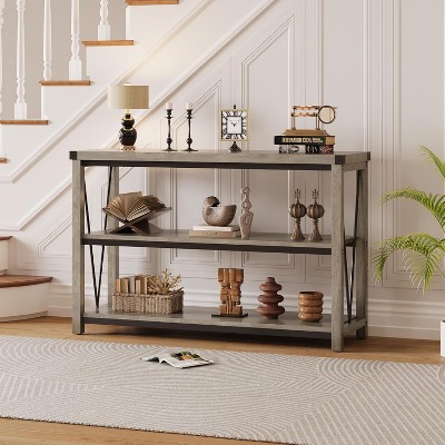 47'' Entryway Table, 3 Tier Console Table, Sofa Table Narrow Long with Storage Shelves for Living Room, Couch, Hallway, Foyer, Kitchen Counter