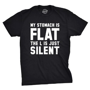 Mens My Stomach Is Flat The L Is Just Silent T Shirt Funny Fitness Humor Tee - Crazy Dog Men's T Shirt - 1 of 4