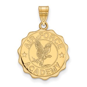 Black Bow Jewelry 14k Yellow Gold Plated Sterling Silver United States Air Force Academy Fighting Falcons NCAA Large Pendant - 1 of 3