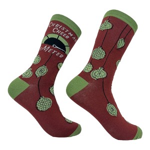 Crazy Dog T-Shirts Women's Christmas Cheer Meter Socks Funny Cute Xmas Holiday Season Lovers Footwear - 1 of 4