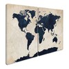 Trademark Fine Art - Michael Tompsett 'World Map - Navy' 2 Panel Art Set - 2 of 3