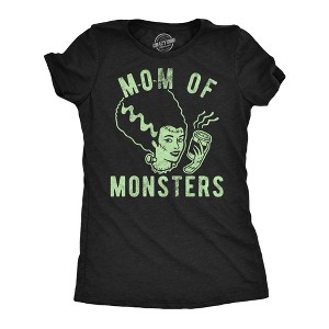 Womens Mom Of Monsters T Shirt Funny Halloween Coffee Parenting Novelty Graphic Tee - Crazy Dog Women's T Shirt For Halloween Season - 1 of 4