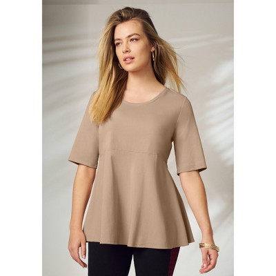 Jessica London Stretch Cotton Peplum Tunic