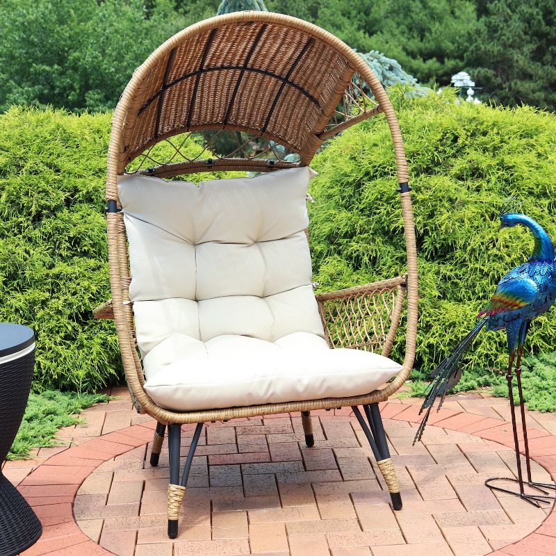 Sunnydaze Shaded Comfort Wicker Outdoor Egg Chair with Legs - 56.5" H, 3 of 13