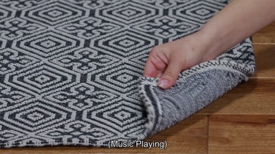 Augustine Black and Light Grey Geometric Flat Woven Rug 4' x 6'