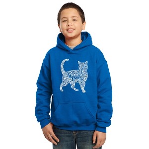 LA Pop Art Boy's Word Art Hooded Sweatshirt - Cat - 1 of 4