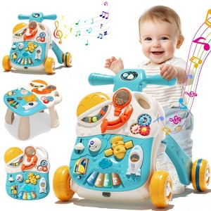 Skirfy 3-in-1 Baby Walker, Push-Along Learning Toys, Adjustable Speed and Height Musical Activity Center - 1 of 4