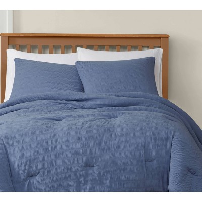 Blue Twin Microfiber Down Alternative Bedding Set