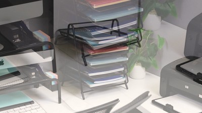 Black Metal Mesh 5-Tier Letter Tray Organizer Set of 2