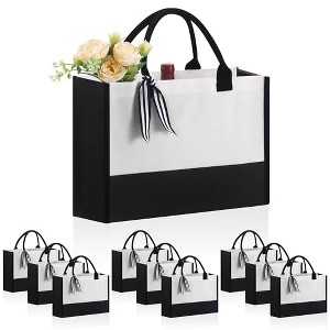 10 PCS Personalized Classic Canvas Tote Bag(Black and White),Insi - 1 of 4