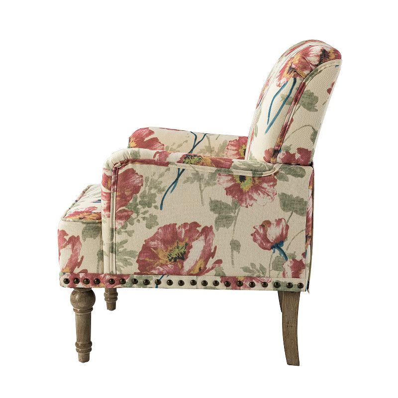 Set of 2 Reggio  Traditional  Wooden Upholstered  Armchair with Floral Patterns and  Nailhead Trim | ARTFUL LIVING DESIGN, 3 of 11