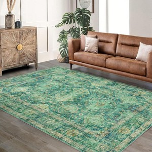 Fulvari Area Rugs with Vintage Oriental Printed Distressed Design Washable Thin Low Pile Rugs for Living Room Indoor - 1 of 4