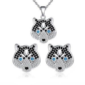 Koko Husky Dog Sterling Silver Necklace Earrings or Set for Women Cz Ginger Lyne Collection - 1 of 4