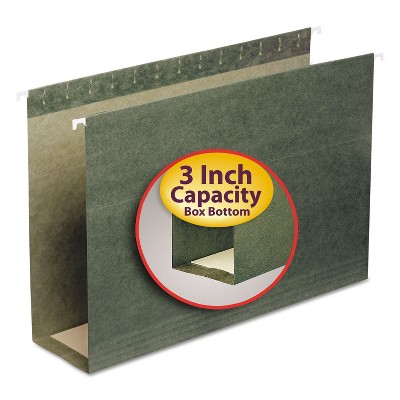 Smead Three Inch Capacity Box Bottom Hanging File Folders Legal Green 25/Box 64379