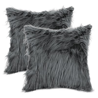 Unique Bargains Plush Decorative Solid Throw Modern Bedroom Pillow Covers 2 Pcs