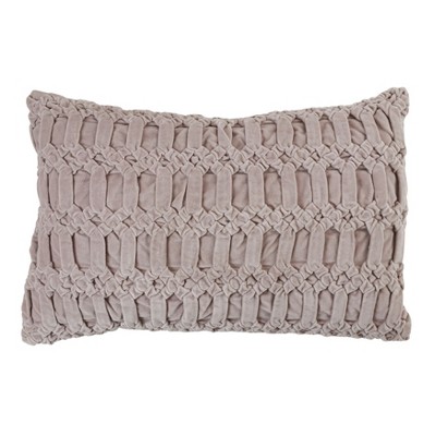 Saro Lifestyle Smocked Velvet  Decorative Pillow Cover, Brown, 16"x24"