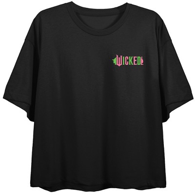 Wicked Part 1 No One Mourns The Wicked Women's Black Crew Neck Short Sleeve Crop Top